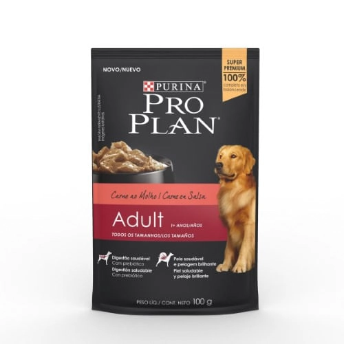 Alimento Para Cães Adultos Carne Ao Molho Purina Pro Plan Sachê 100g