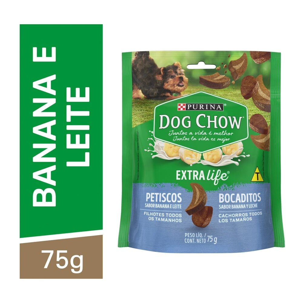 NESTLÉ® PURINA® DOG CHOW® Petiscos para Cães Filhotes de Todos os Tamanhos Banana e Leite 75g