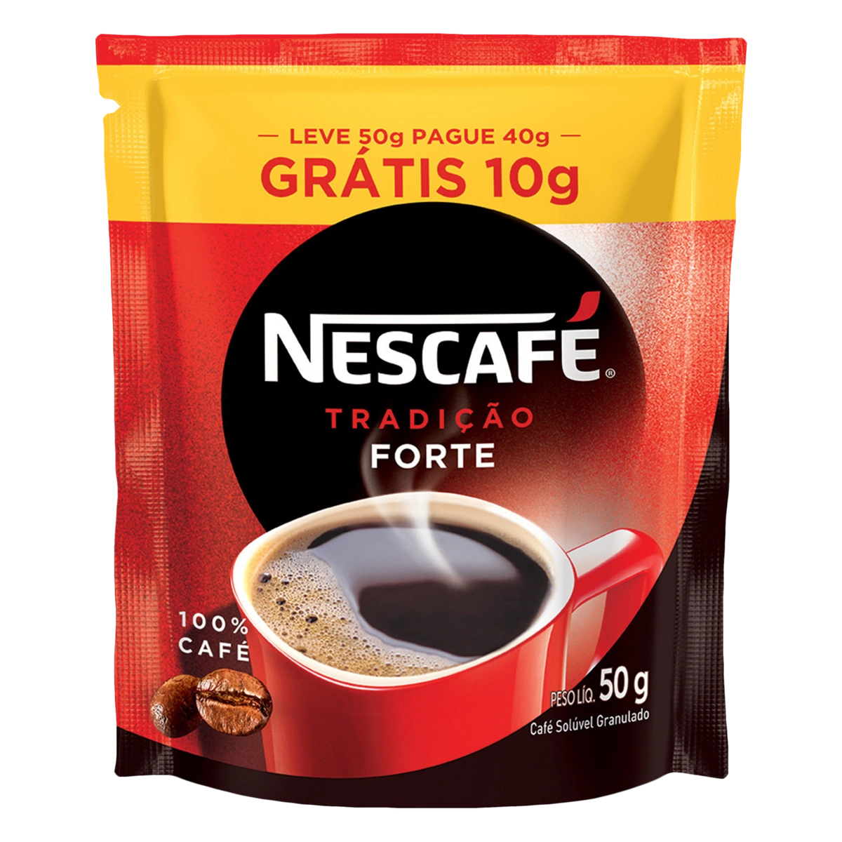 Café Solúvel Granulado Forte Nescafé Tradição Sachê Leve 50g Pague 40g