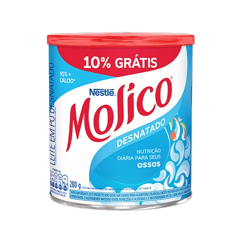 Leite Pó Desnatado Molico Lata 280g Grátis 10