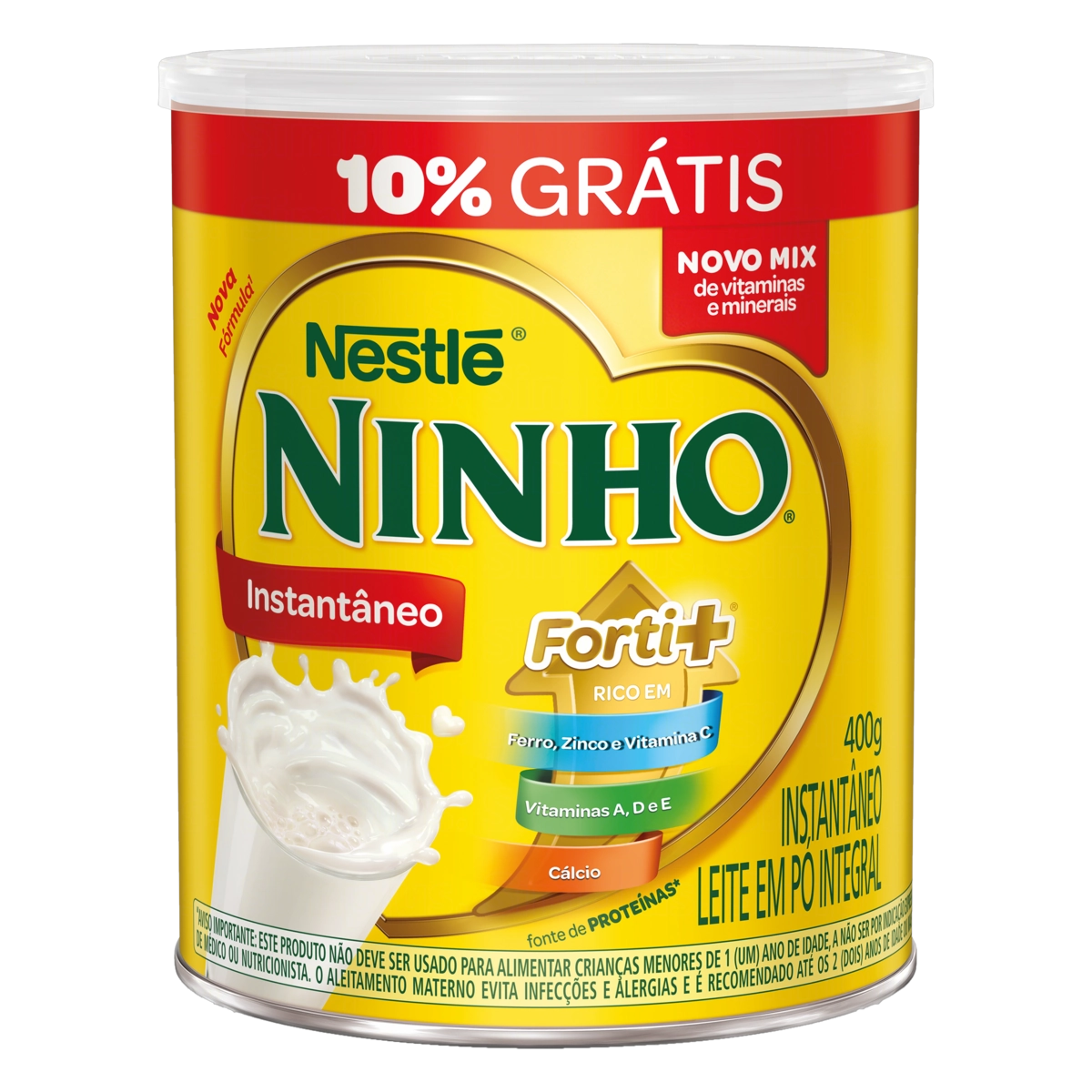 Leite Pó Instantâneo Integral Ninho Forti Lata 400g Grátis 10