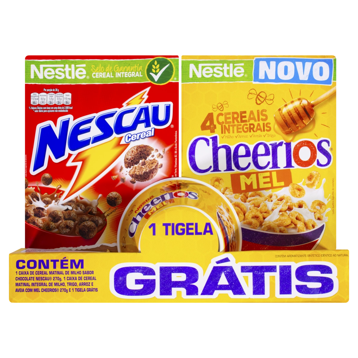 Kit Cereal Matinal Chocolate Nescau 270g Cereal Matinal Mel Integral Cheerios 270g 1 Tigela