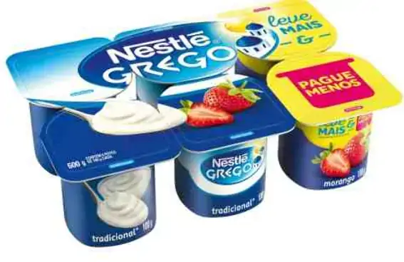 Iogurte Grego Tradicional Morango Nestlé Bandeja 600g 6 Unidades Leve Mais Pague Menos