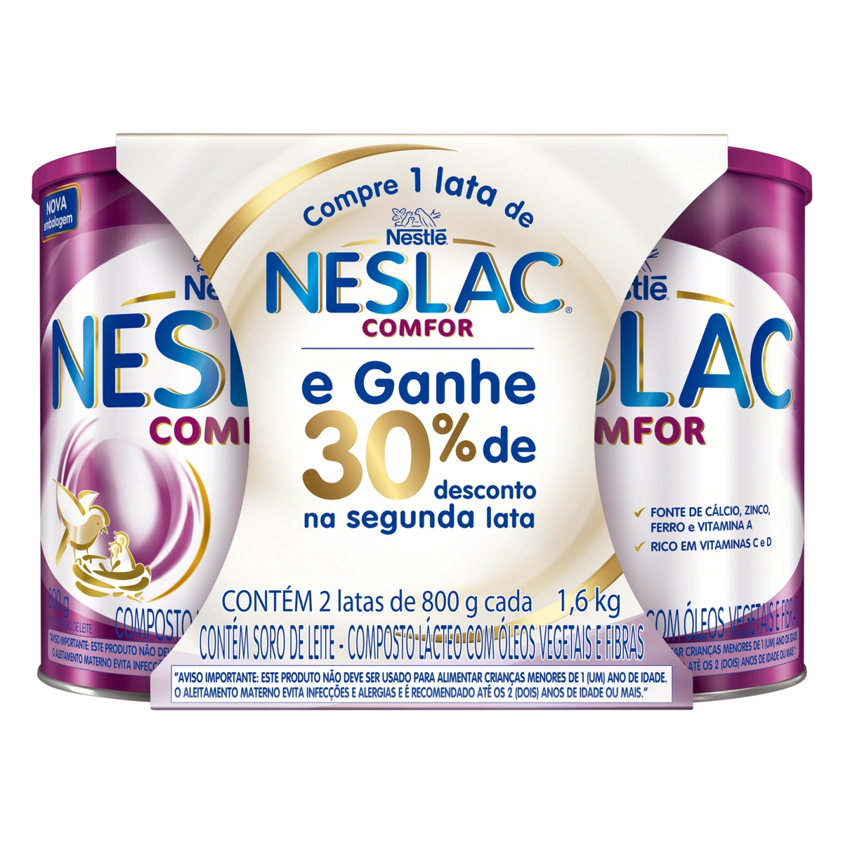 Pack Composto Lácteo Comfor Neslac Lata 1,6kg 2 Unidades Grátis 30 De Desconto Na Segunda Lata