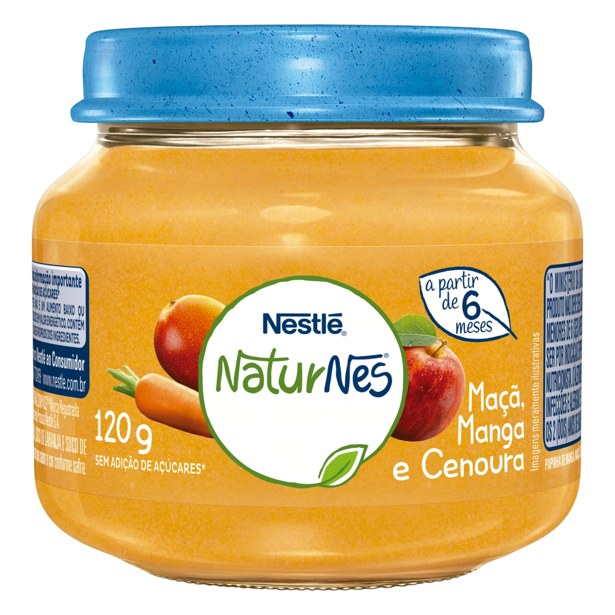 Papinha Maçã, Manga E Cenoura Naturnes Vidro 120g
