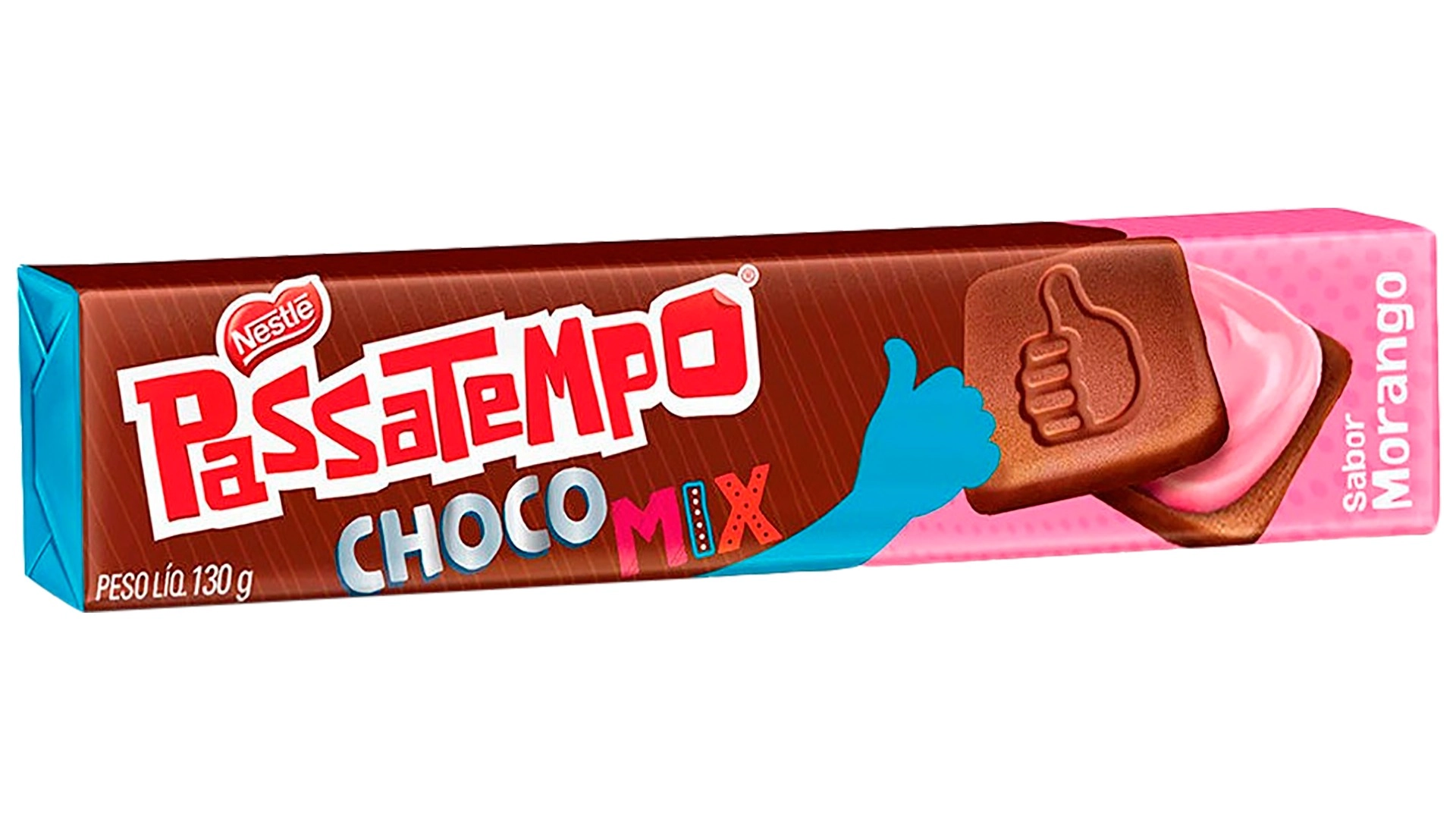 Biscoito Chocolate Recheio Morango Passatempo Choco Mix Pacote 130g
