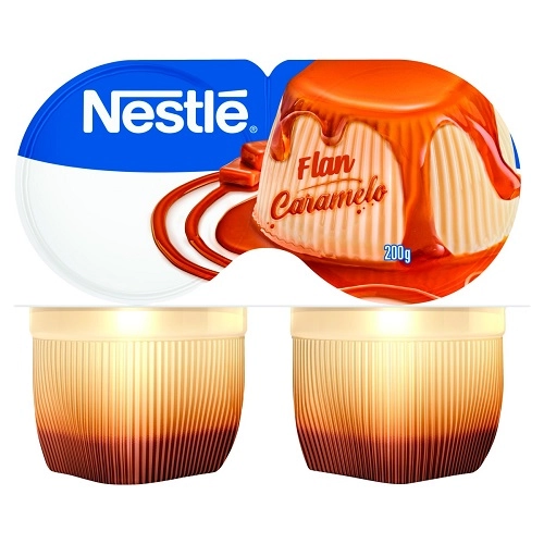 Sobremesa Láctea Flan Baunilha Calda Caramelo Nestlé Bandeja 200g 2 Unidades