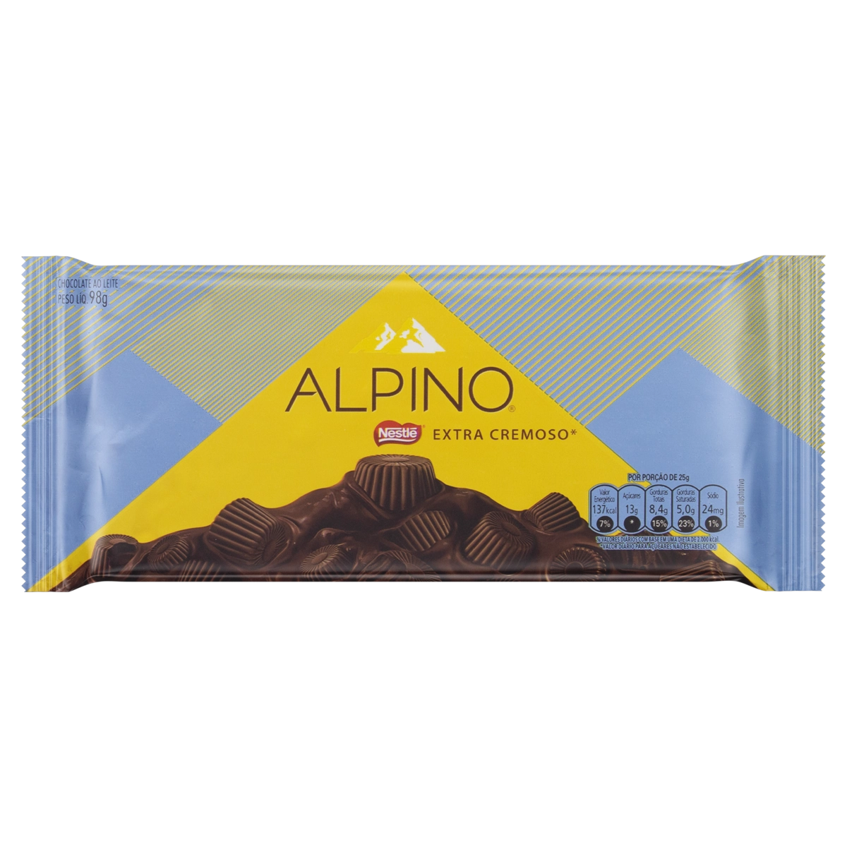 Chocolate Ao Leite Extracremoso Alpino Pacote 98g