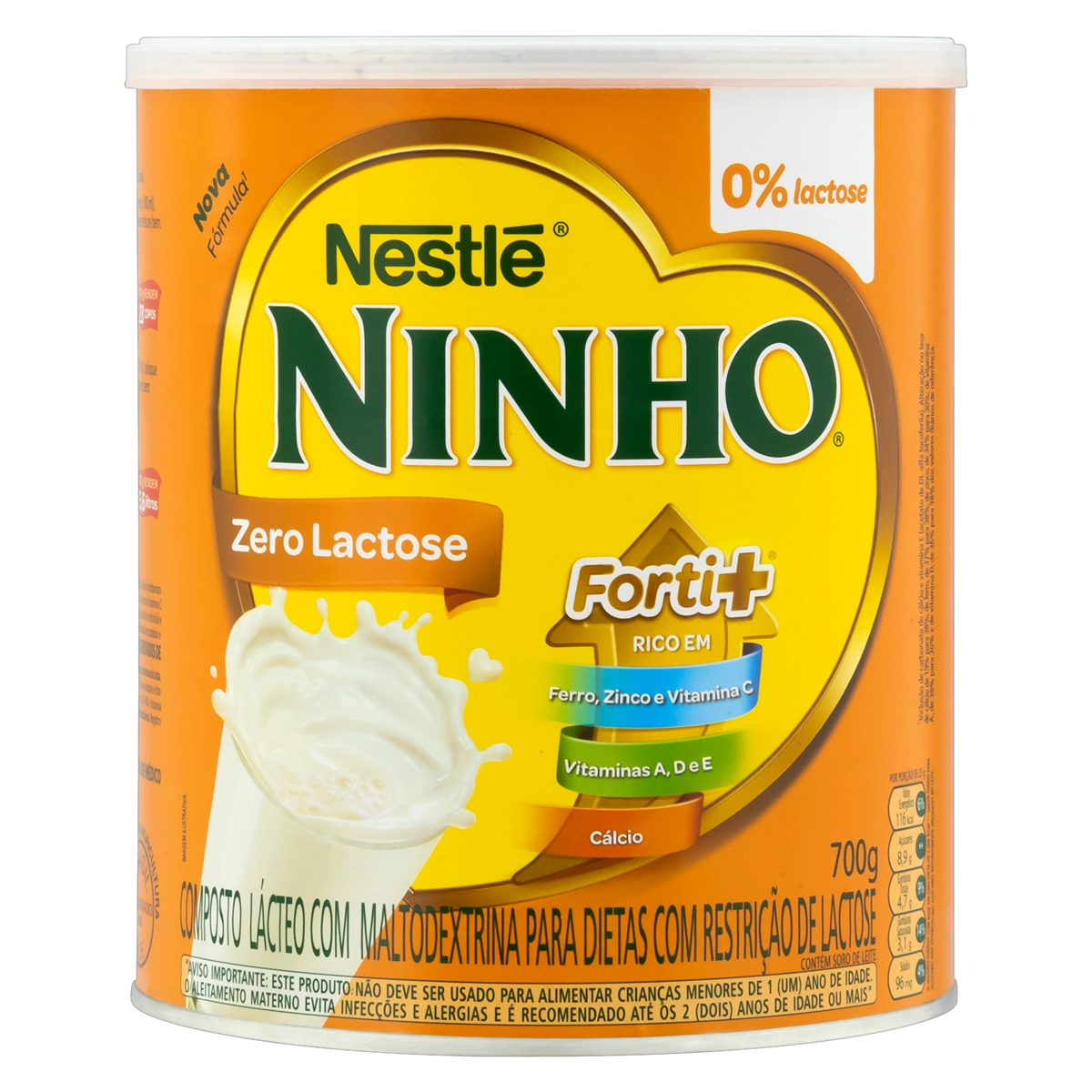 Composto Lácteo Zero Lactose Ninho Forti Lata 700g
