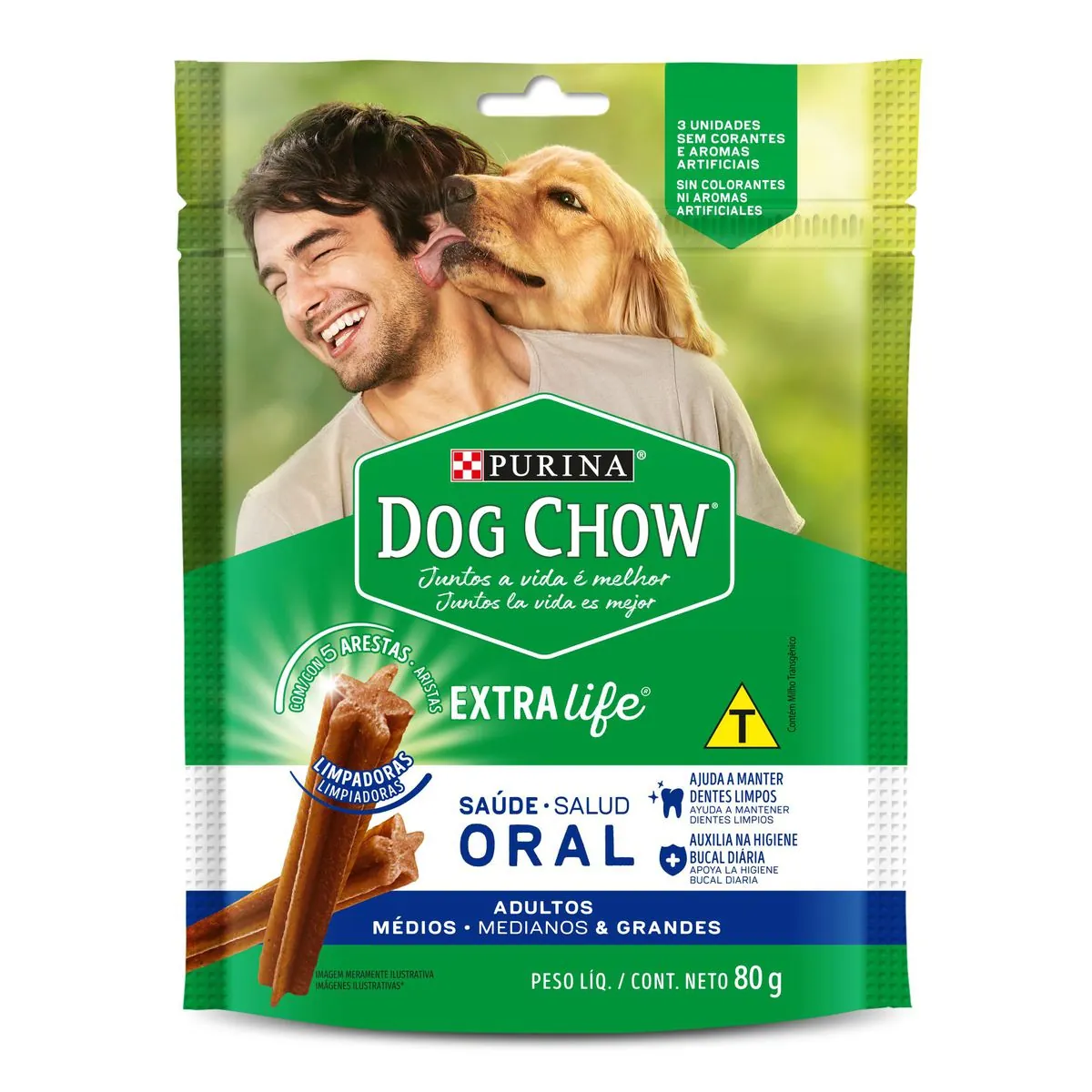 NESTLÉ® PURINA® DOG CHOW® Saúde Oral® Petisco para Cães Adultos Médios e Grandes 80g