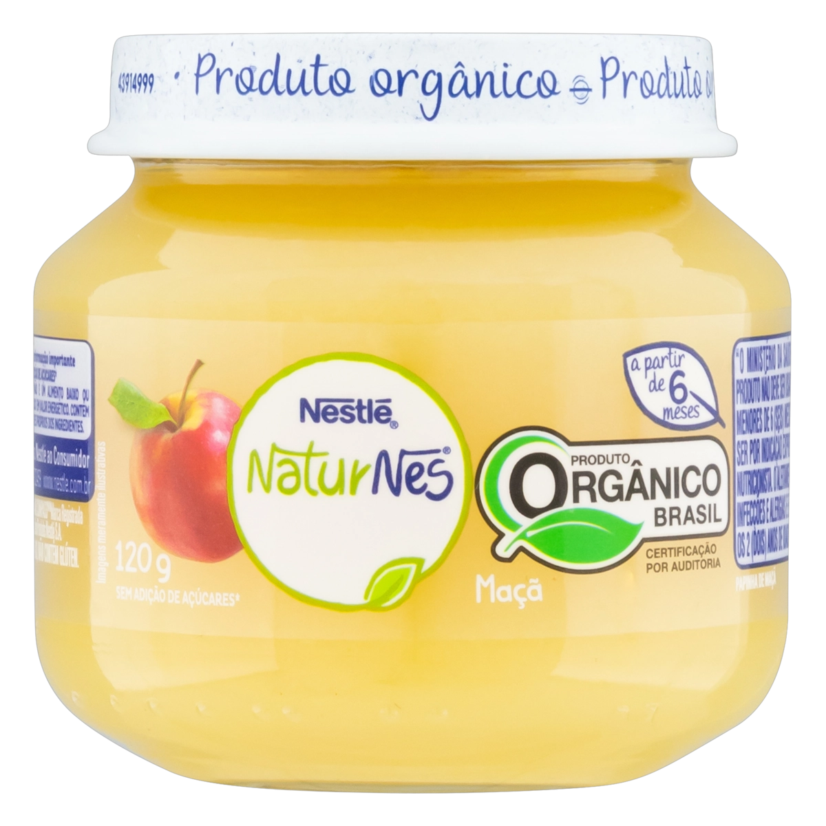 Papinha Orgânica Maçã Naturnes Vidro 120g