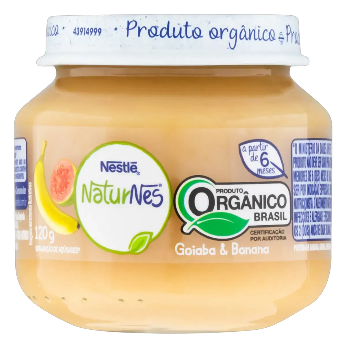 Papinha Orgânica Goiaba Banana Naturnes Vidro 120g