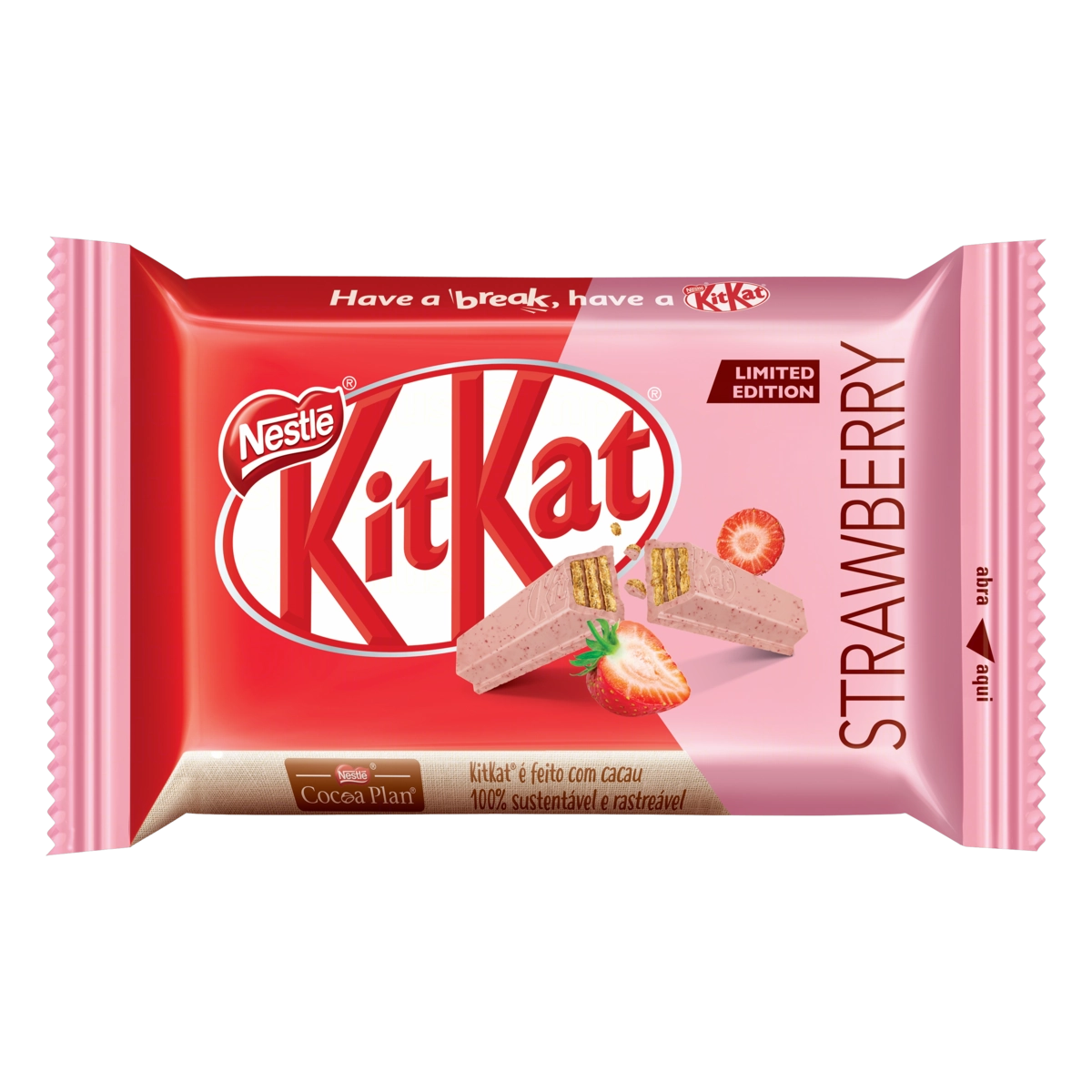 Wafer Recheio E Cobertura Leite Com Morango Kitkat Pacote 41,5g