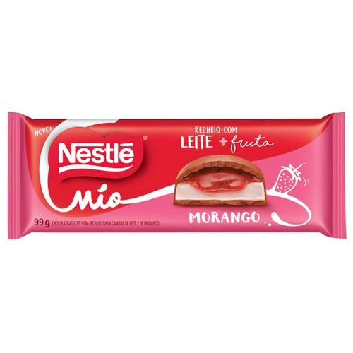 Chocolate Ao Leite Com Recheio De Leite E Morango Mio Pacote 99g