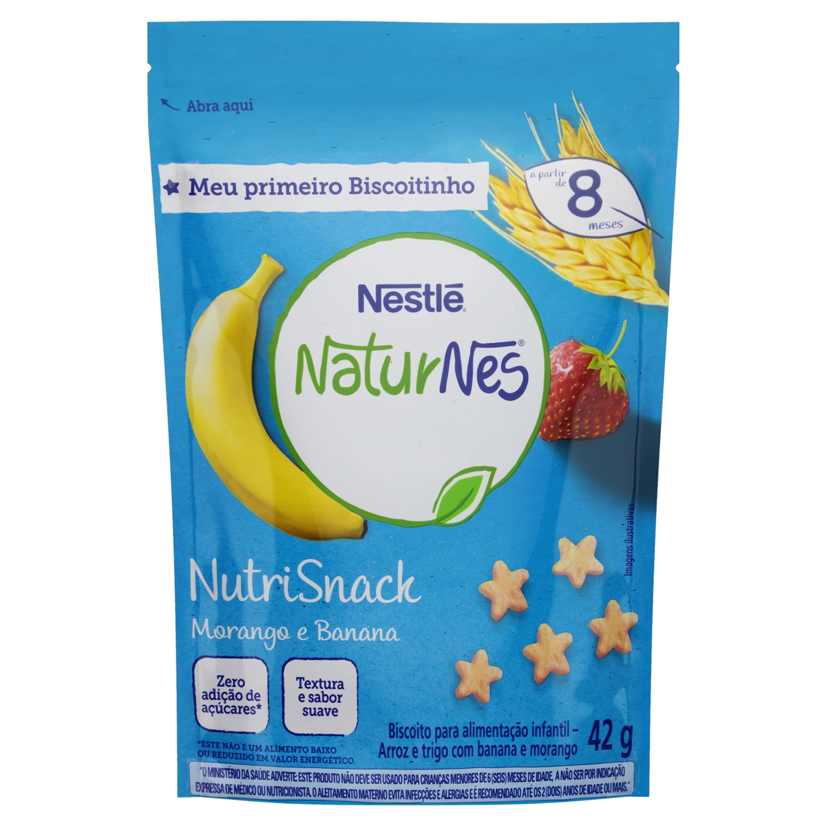 Biscoito Para Alimentação Infantil Morango E Banana Naturnes Nutrisnack Pouch 42g