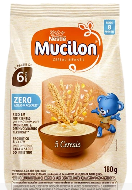 Cereal Infantil 5 Cereais Com Quinoa Mucilon Seleção Da Natureza Pacote 180g