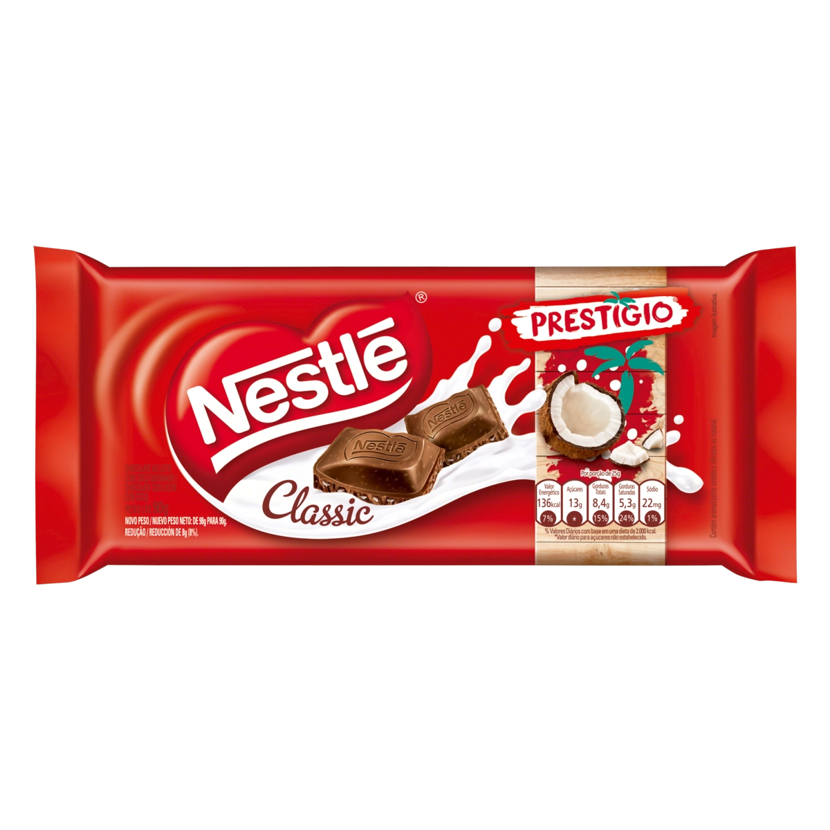 Chocolate Ao Leite Prestígio Classic Pacote 90g