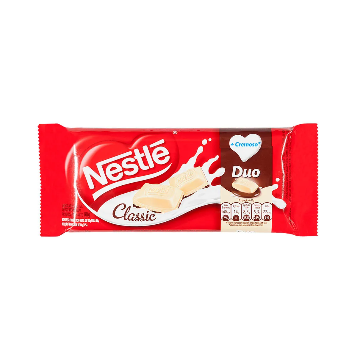 Chocolate ao Leite e Branco Nestlé Classic Duo - 90g
