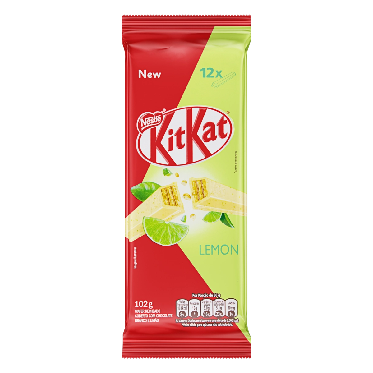 Wafer Recheio E Cobertura De Chocolate Branco E Limão Kitkat Pacote 102g
