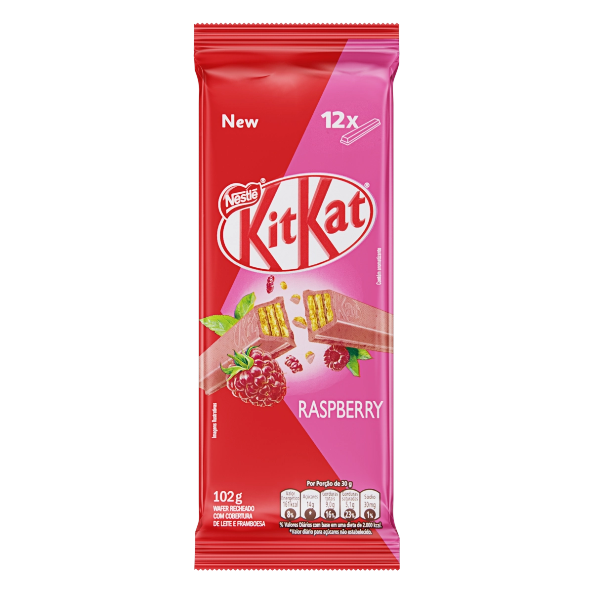 Wafer Recheio E Cobertura Leite E Framboesa Kitkat Pacote 102g