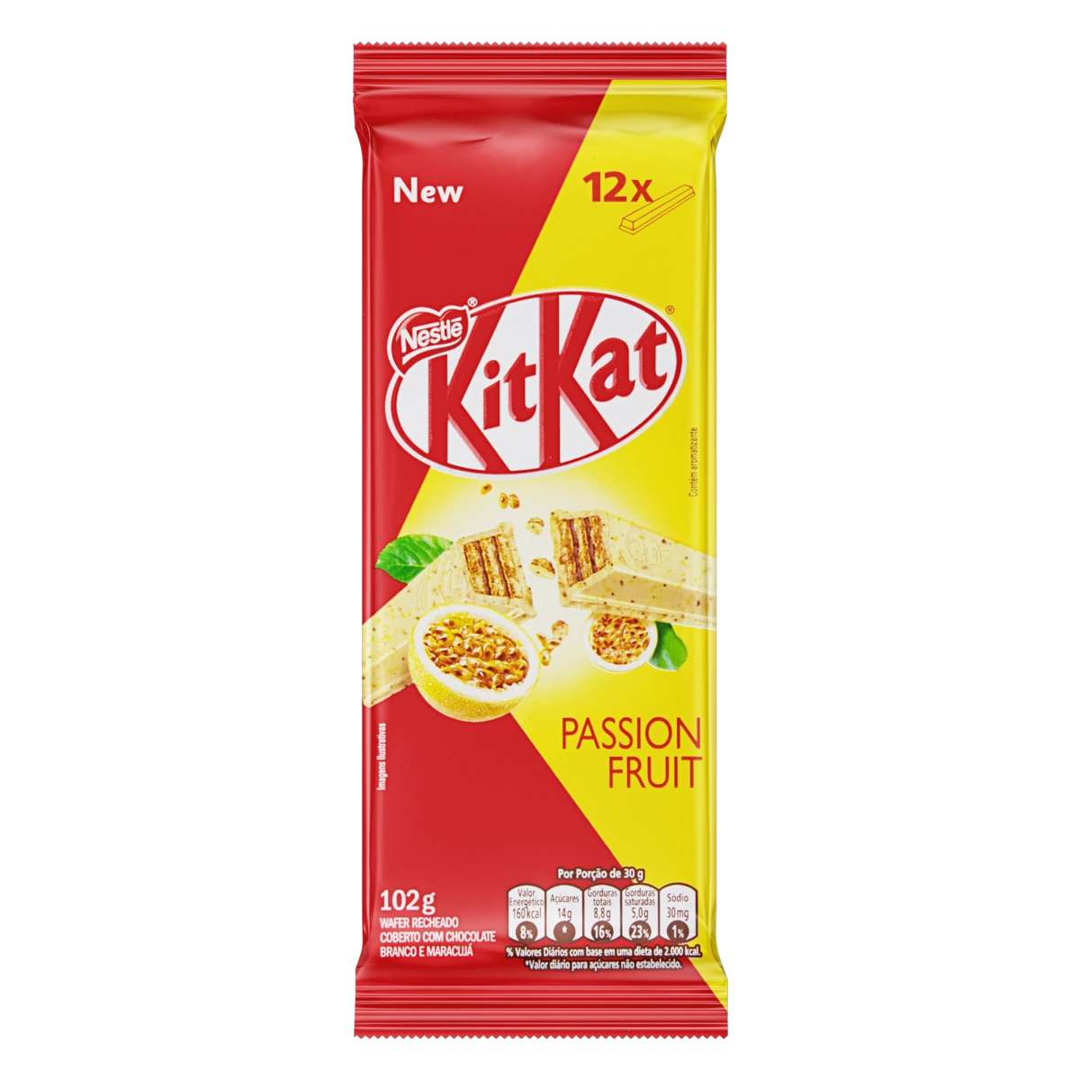 Wafer Recheio E Cobertura De Chocolate Branco E Maracujá Kitkat Pacote 102g
