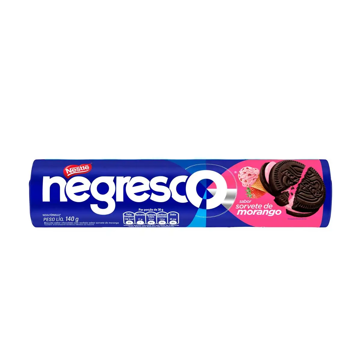Biscoito Recheado Sorvete de Morango Negresco 140 g