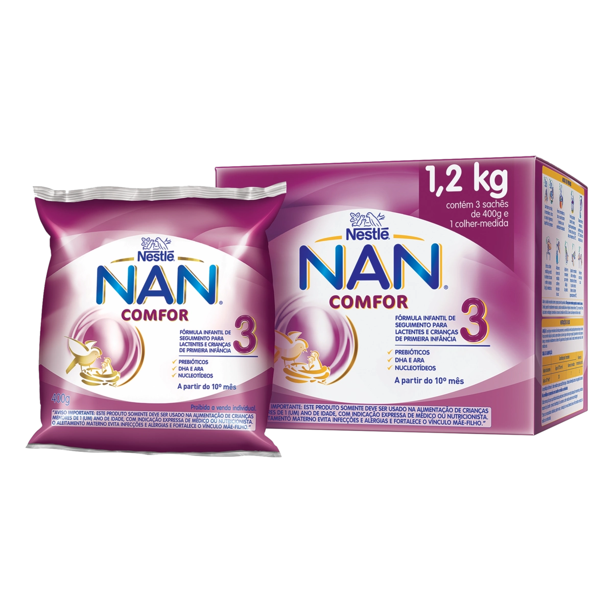 Pack Fórmula Infantil Para Lactentes Nan Comfor 3 Caixa 1,2kg 3 Unidades