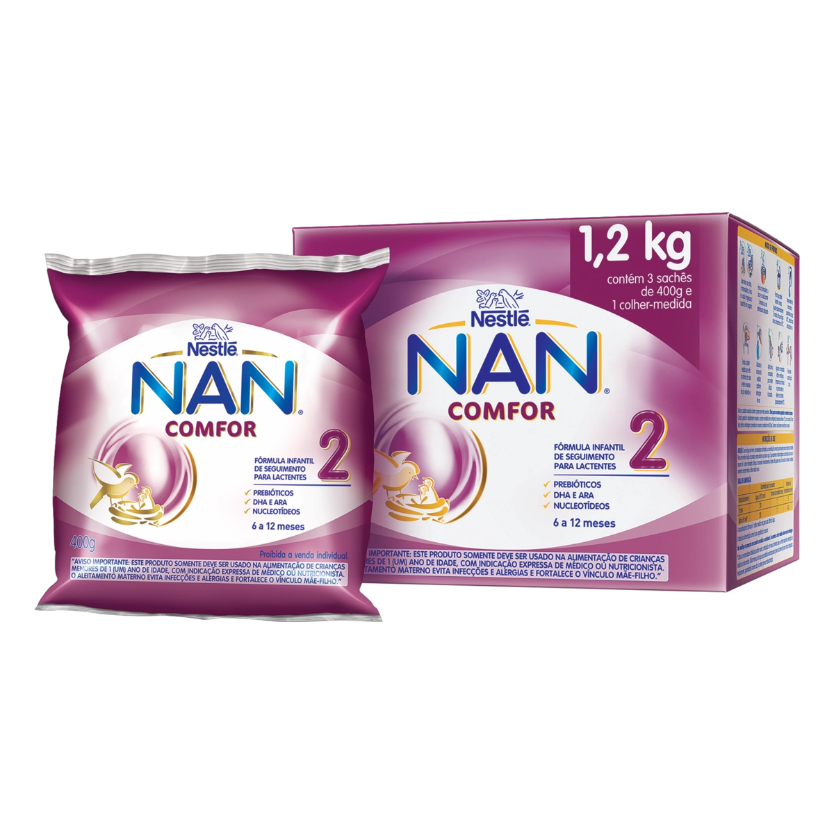 Pack Fórmula Infantil Para Lactentes Nan Comfor 2 Caixa 1,2kg 3 Unidades