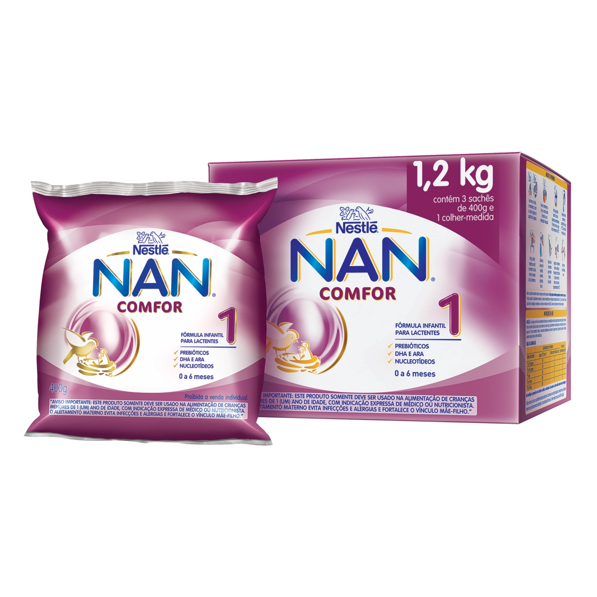 Pack Fórmula Infantil Para Lactentes Nan Comfor 1 Caixa 1,2kg 3 Unidades