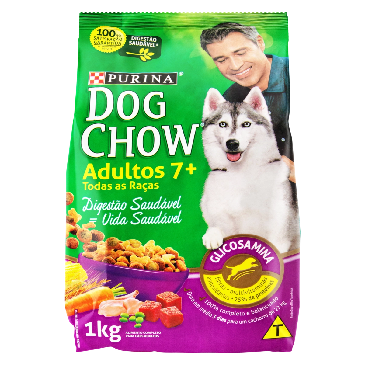 Alimento Para Cães Adultos 7 Purina Dog Chow Pacote 1kg
