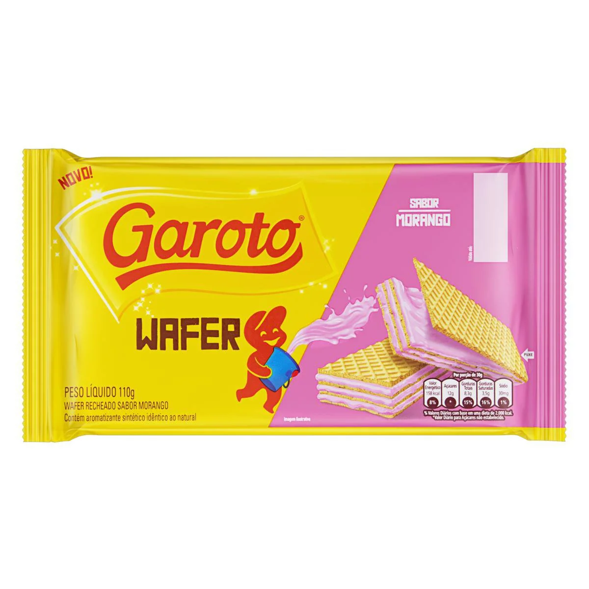 Biscoito Wafer Recheio Morango Garoto 110g