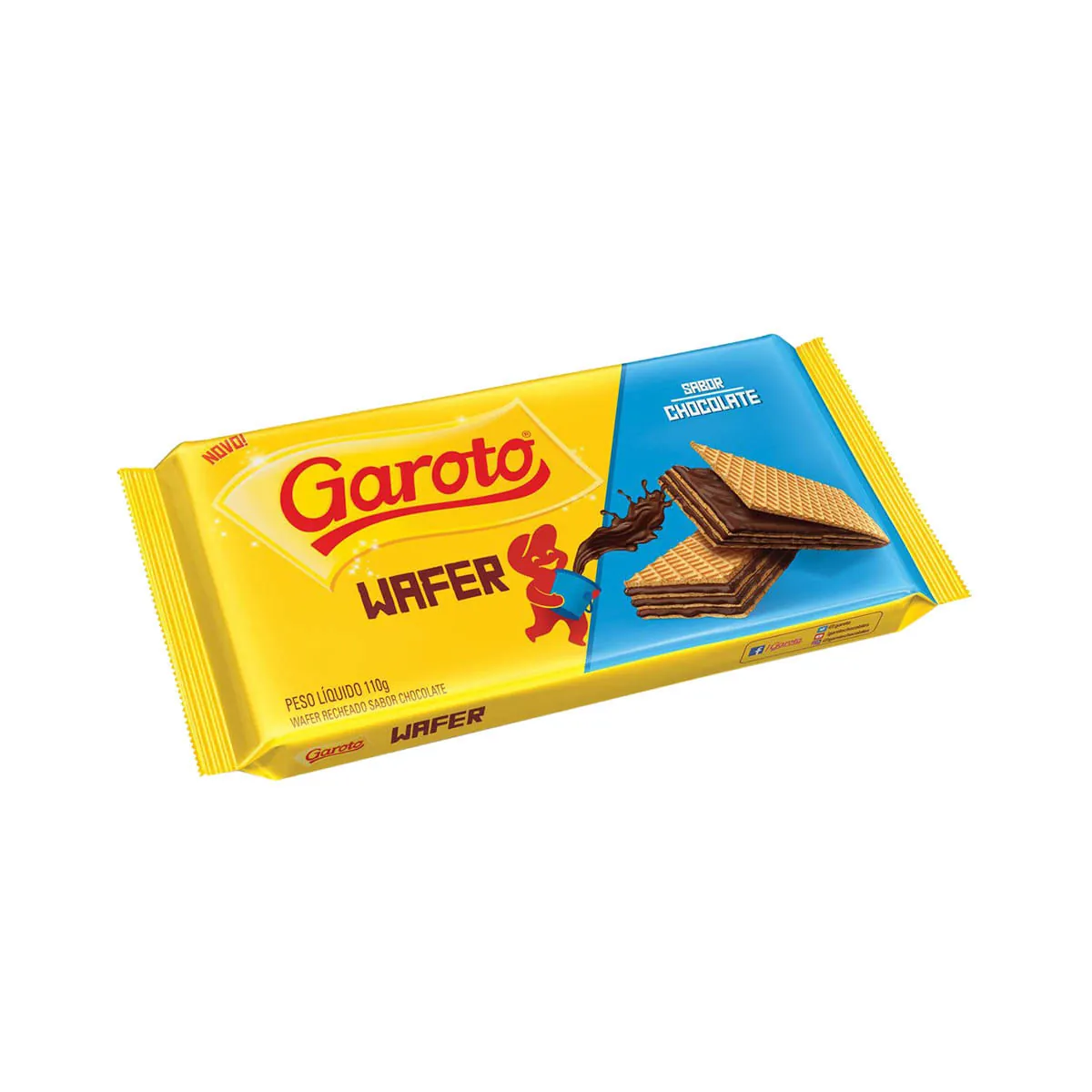 Biscoito Wafer Recheio Chocolate Garoto Pacote 110g