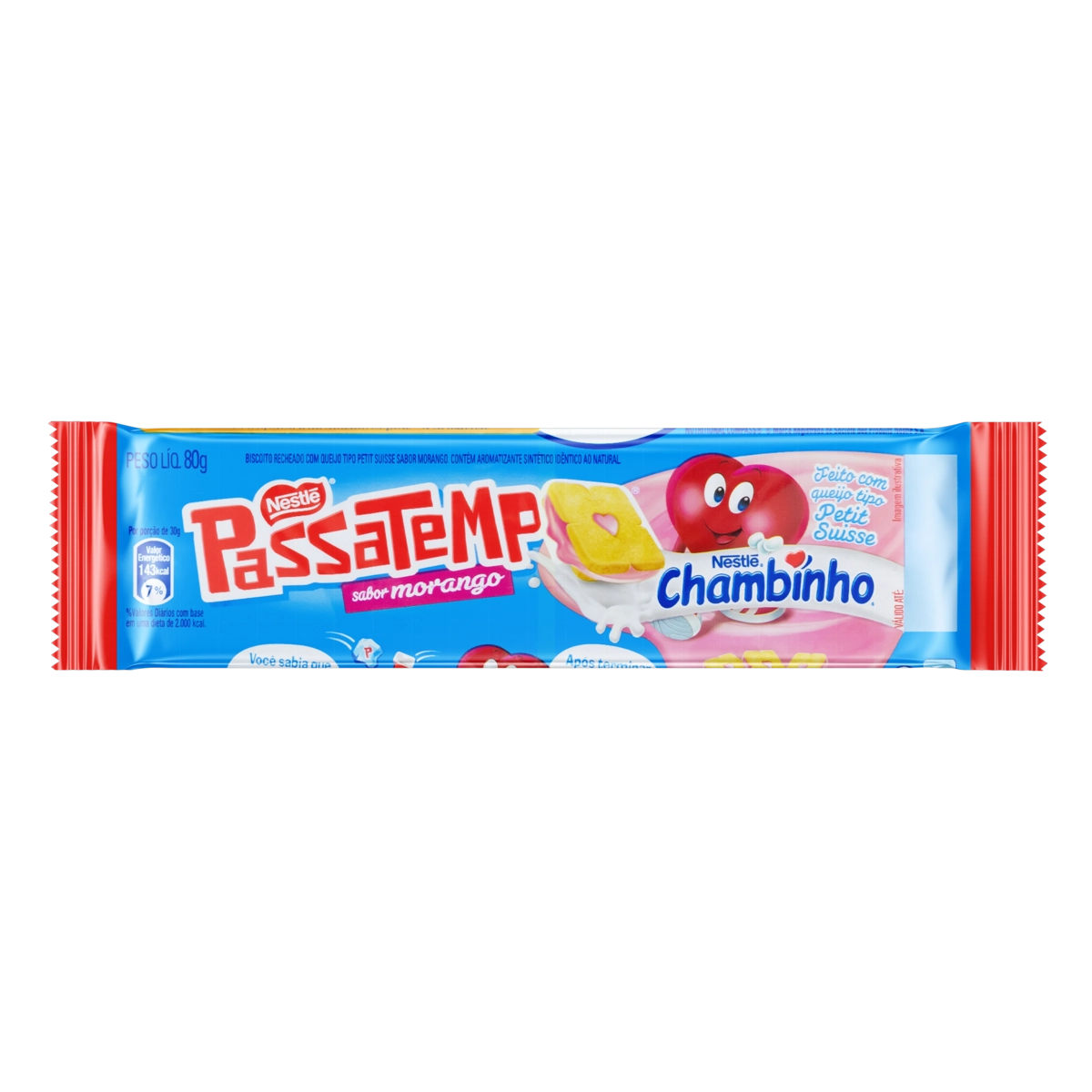 Biscoito Recheio Chambinho De Morango Passatempo Pacote 80g
