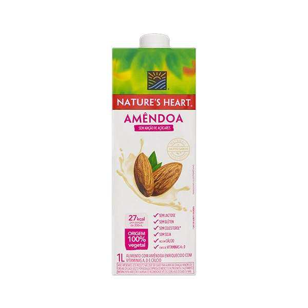 Bebida à Base De Amêndoa Sem Adição De Açúcar Natures Heart Caixa 1l