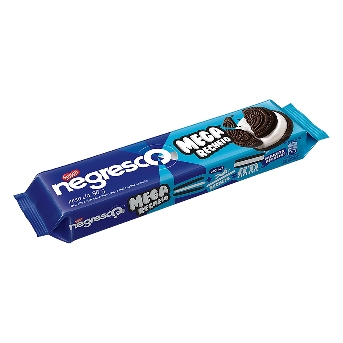 Biscoito Chocolate Recheio Baunilha Negresco Mega Recheio Pacote 96g
