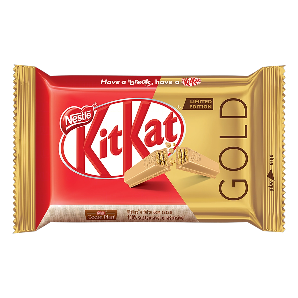 Wafer Recheio E Cobertura Chocolate Branco Com Caramelo Kitkat Gold Pacote 41,5g