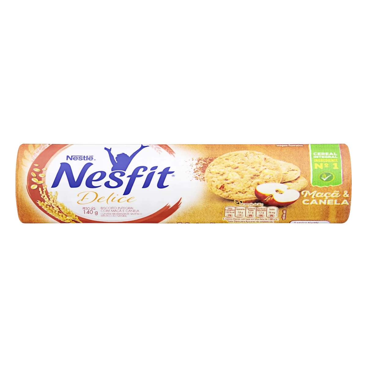 Biscoito Integral Maçã Canela Nesfit Delice Pacote 140g