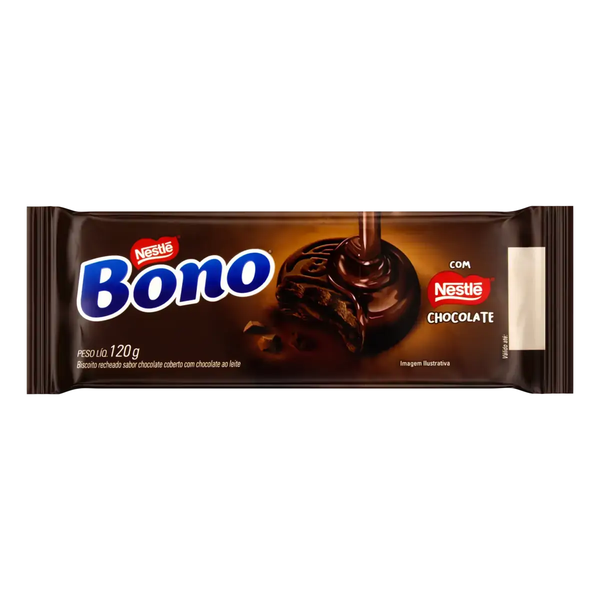 Biscoito Recheio Chocolate Cobertura Chocolate Ao Leite Bono Pacote 120g