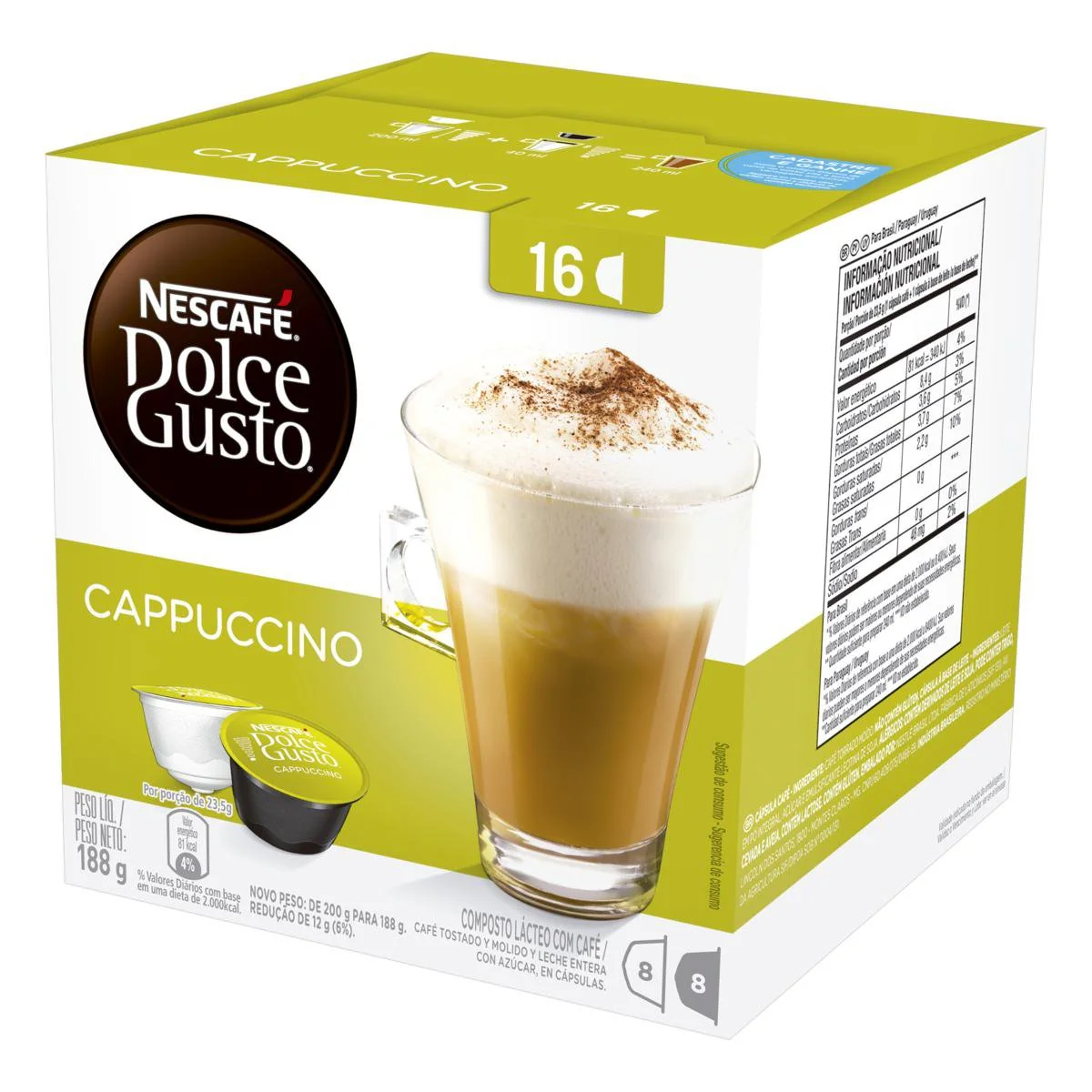 Café em Cápsula Nescafé Dolce Gusto Cappuccino 16 Cápsulas 188g