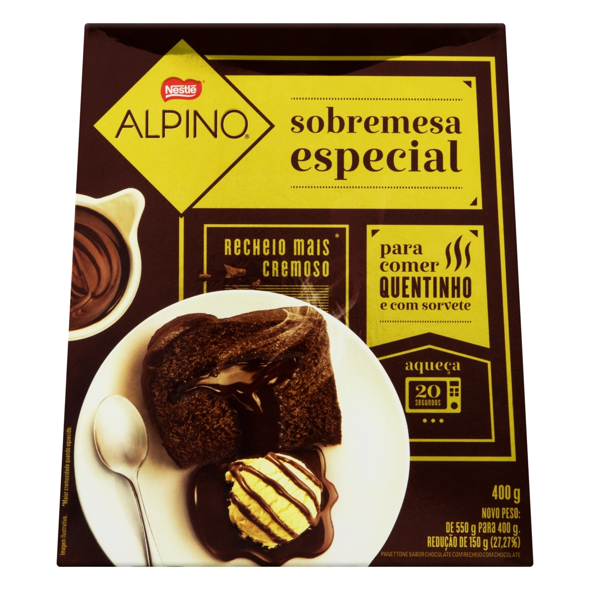 Panettone Chocolate Recheio Chocolate Alpino Caixa 400g