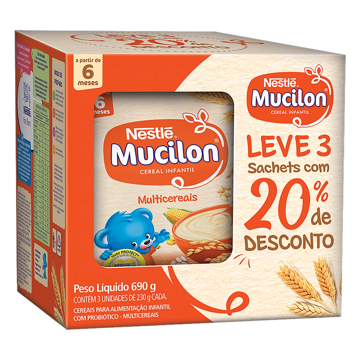 Pack Cereal Infantil Multicereais Mucilon Sachê 690g 3 Unidades Grátis 60 De Desconto Na 3 Unidade