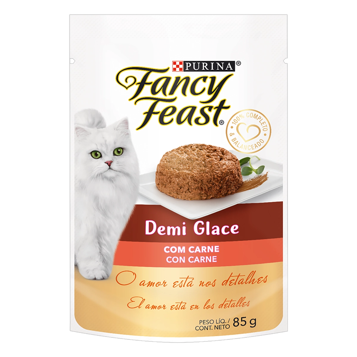 Alimento Para Gatos Adultos Demi Glace Com Carne Purina Fancy Feast Sachê 85g