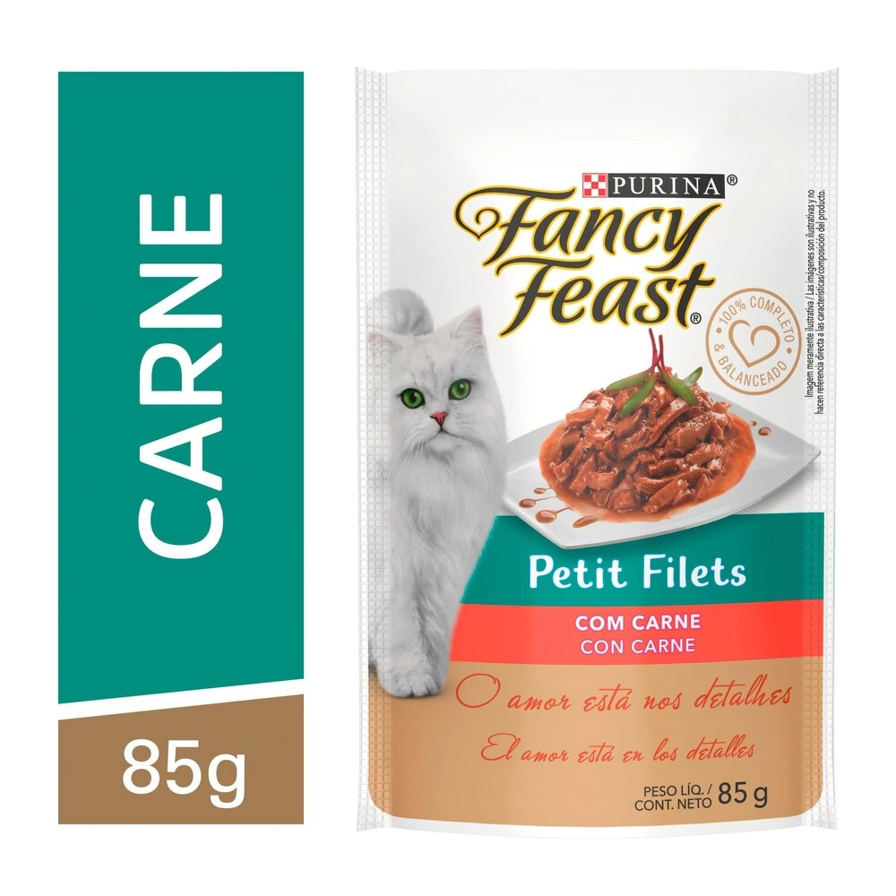 Alimento Para Gatos Adultos Petit Filets Com Carne Purina Fancy Feast Sachê 85g
