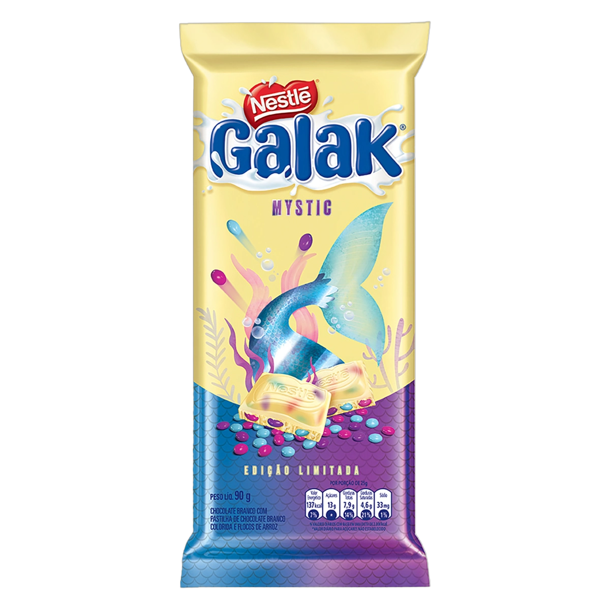 Chocolate Branco Com Pastilhas De Chocolate Coloridas Nestlé Galak Mystic Pacote 90g