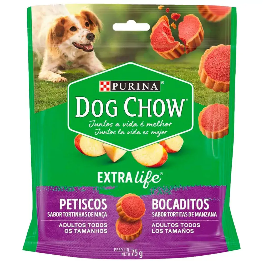 Petisco Para Cães Adultos Tortinhas De Maçã Purina Dog Chow Extra Life Pouch 75g