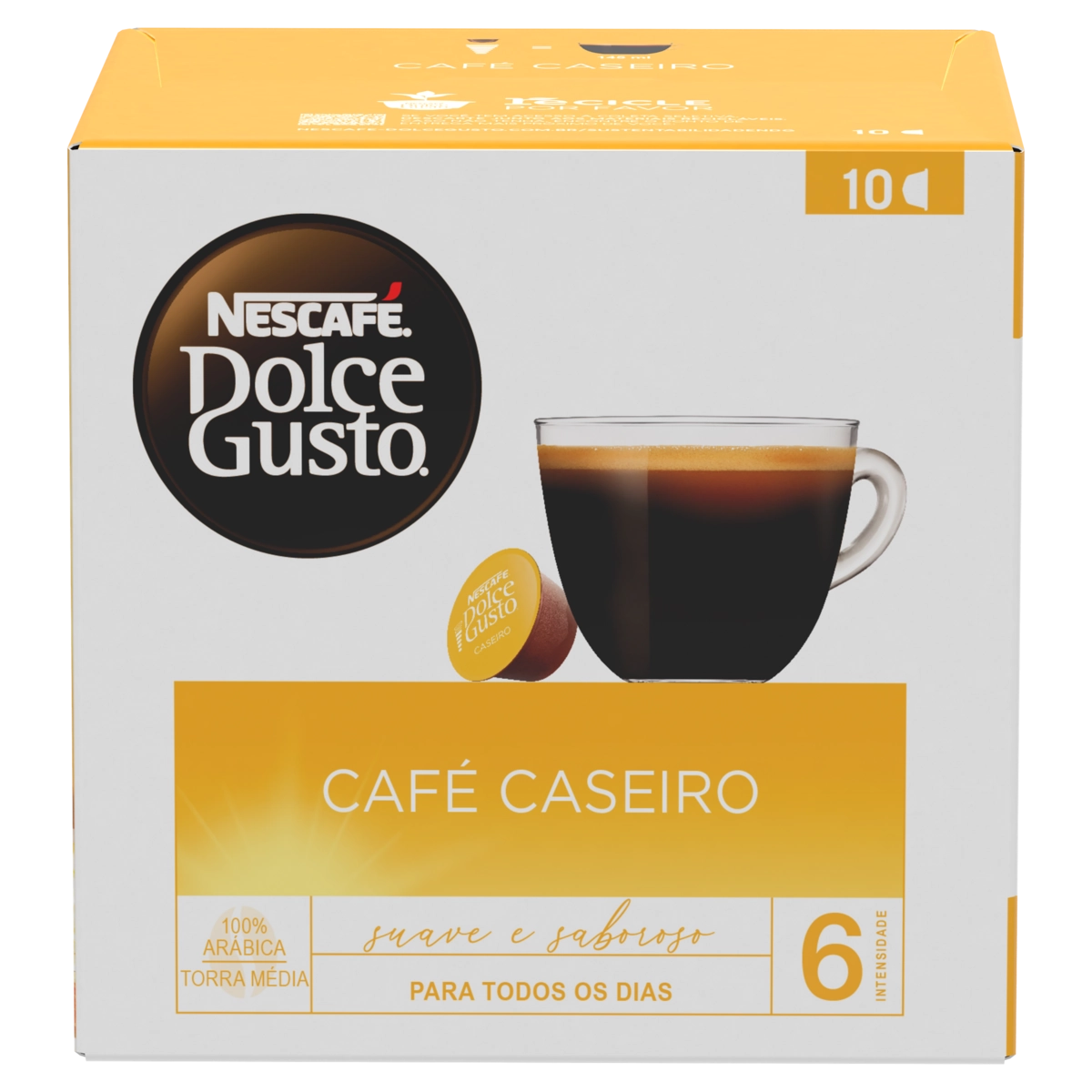 Café em Cápsula Torrado e Moído Caseiro Nescafé Dolce Gusto Caixa 80g 10 Unidades