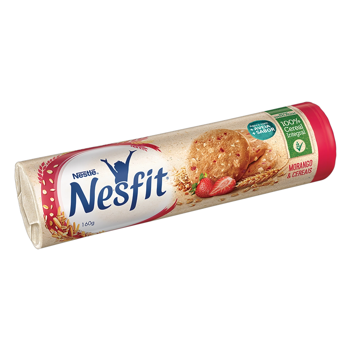 Biscoito Integral Morango Cereais Nesfit Pacote 160g