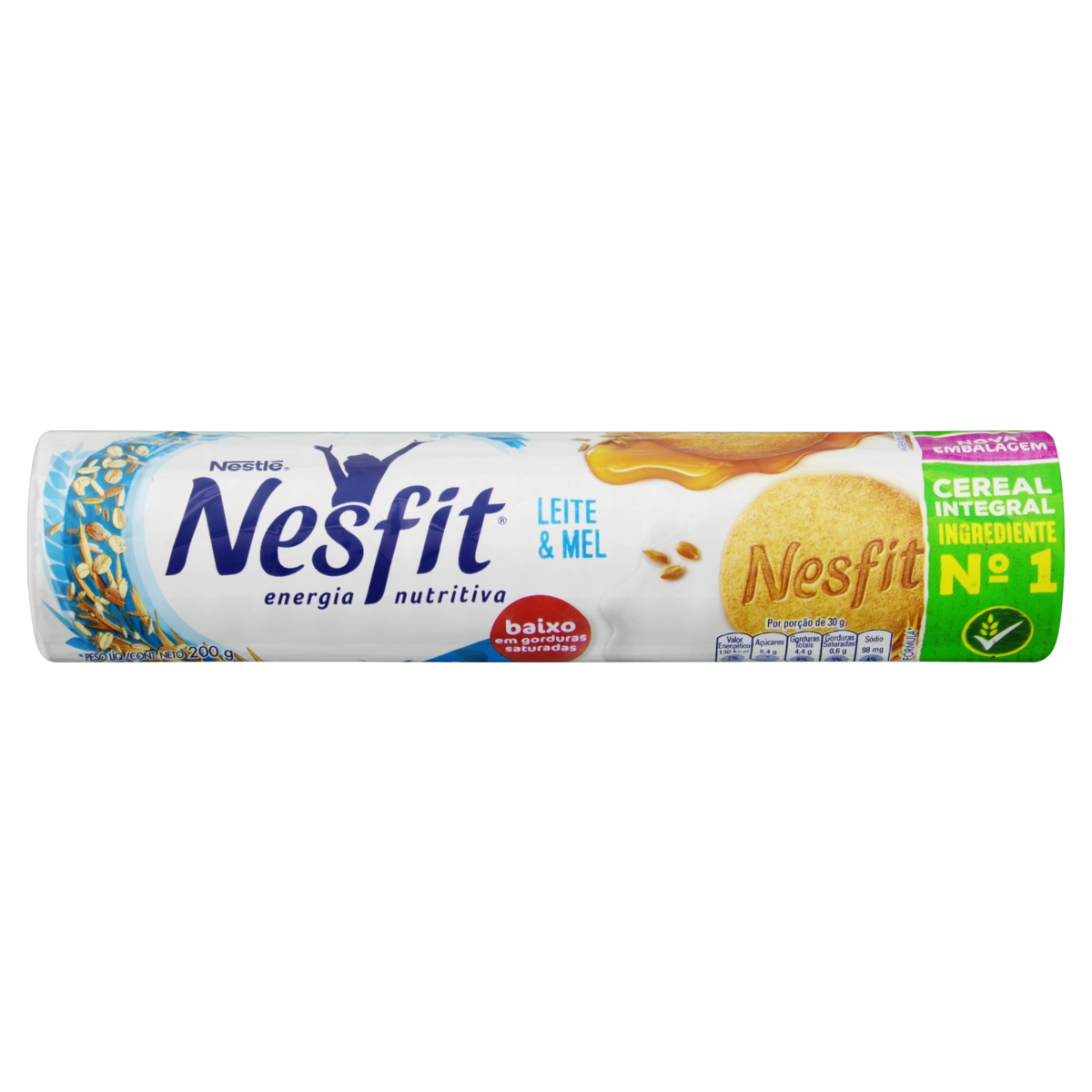Biscoito Integral Leite Mel Nesfit Pacote 200g