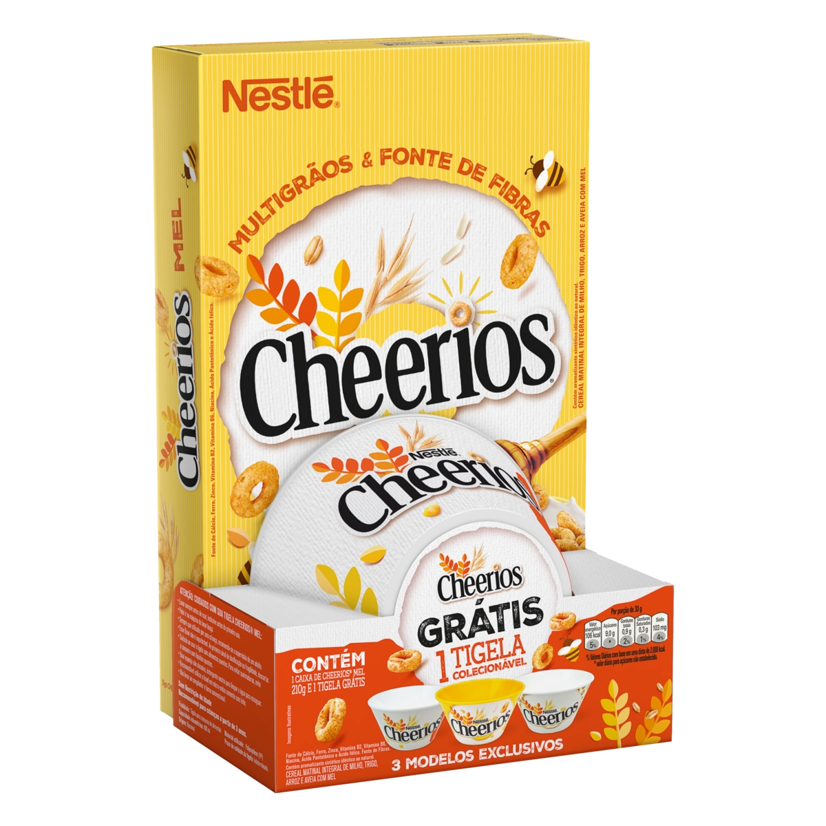 Cereal Matinal Integral Mel Cheerios Caixa 210g Grátis 1 Tigela Colecionável