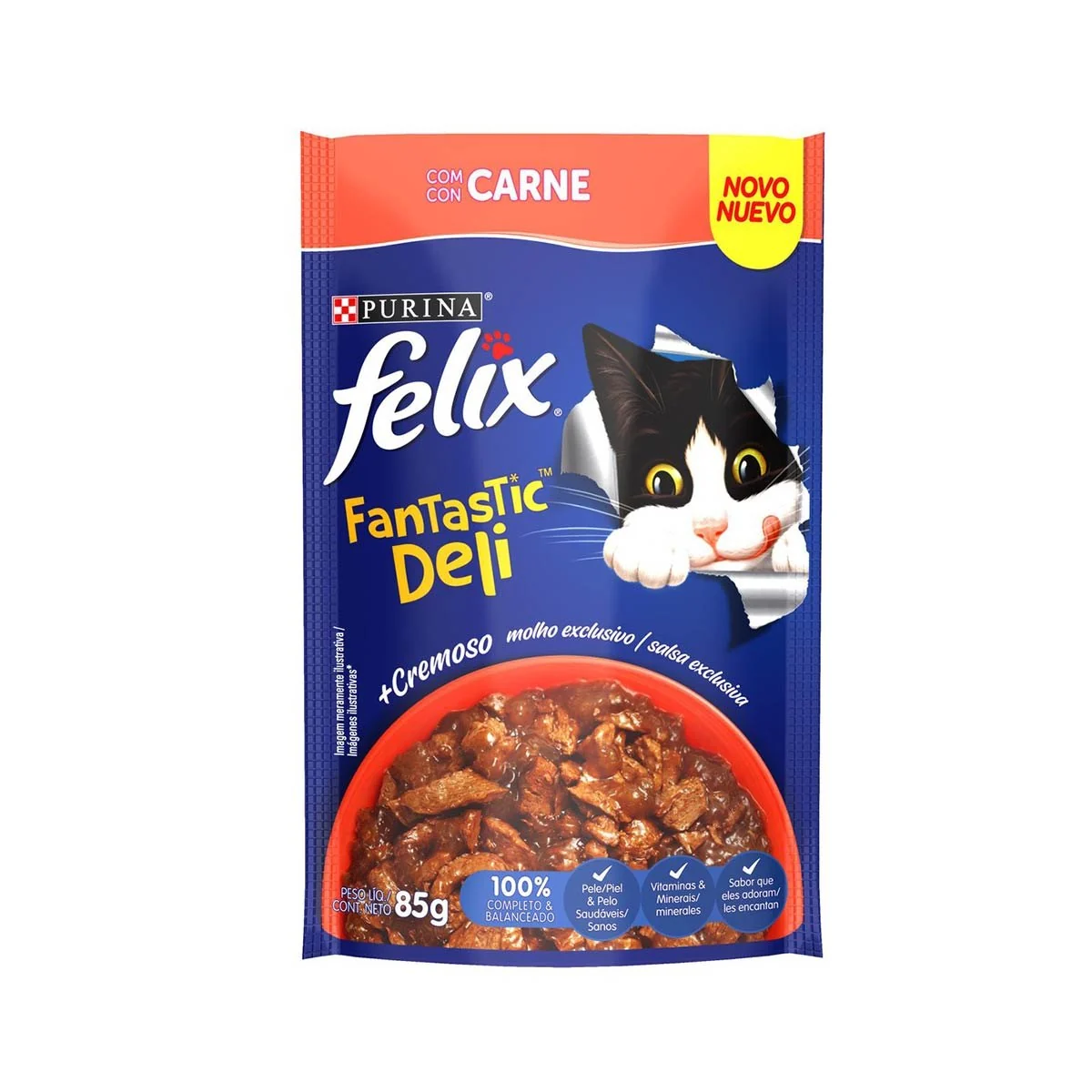 NESTLÉ PURINA FELIX FANTASTIC DELI Ração Úmida para Gatos Adultos Carne 85g